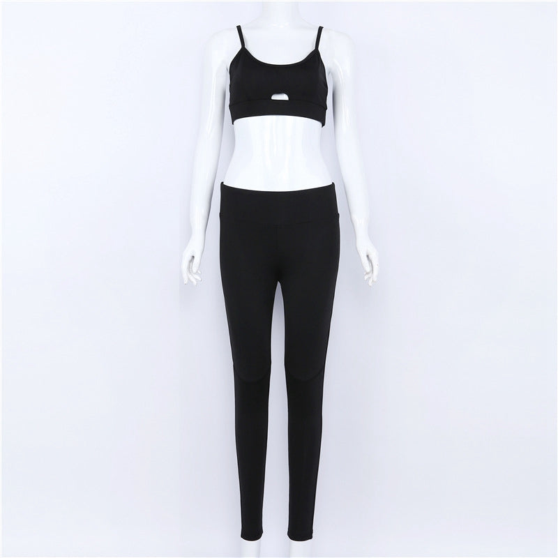 Yoga Set New Pink Solid Crop Top+Long Pant Athleisure Women Suit Gym Sports Bra+Legging Two Piece Set Sportswear