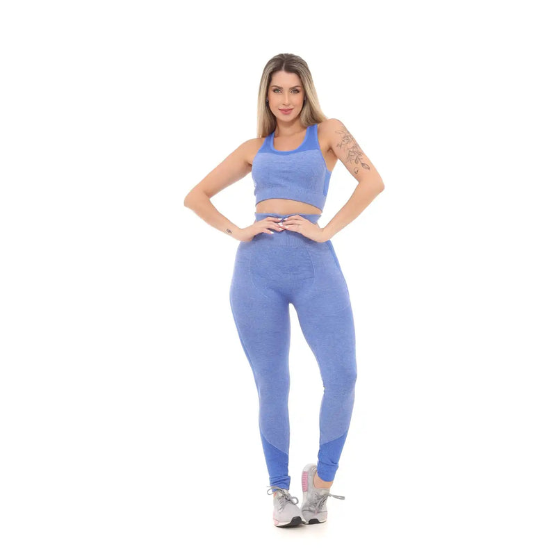 Calça Legging Academia Levanta e Empina Bumbum Fitness Feminina Cintura Alta Azul Royal