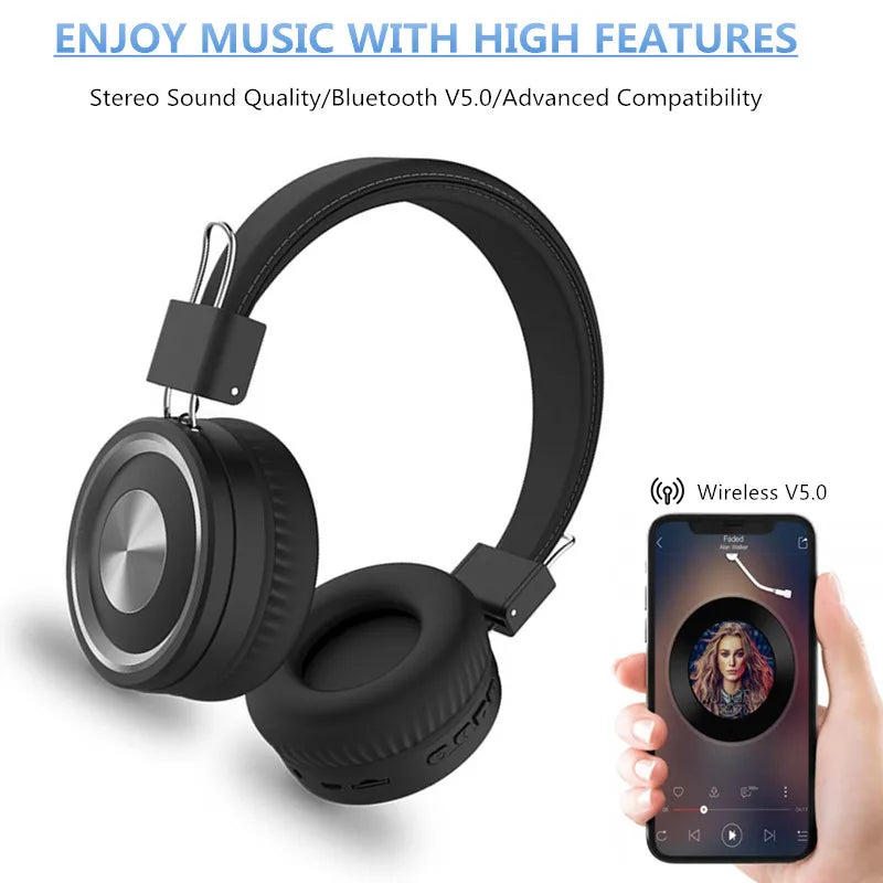 SODO 1002 Wireless Headphone Bluetooth-compatible 5.0 Stereo Headset Wired Wireless Headphones Foldable  with Mic Support TF/FM