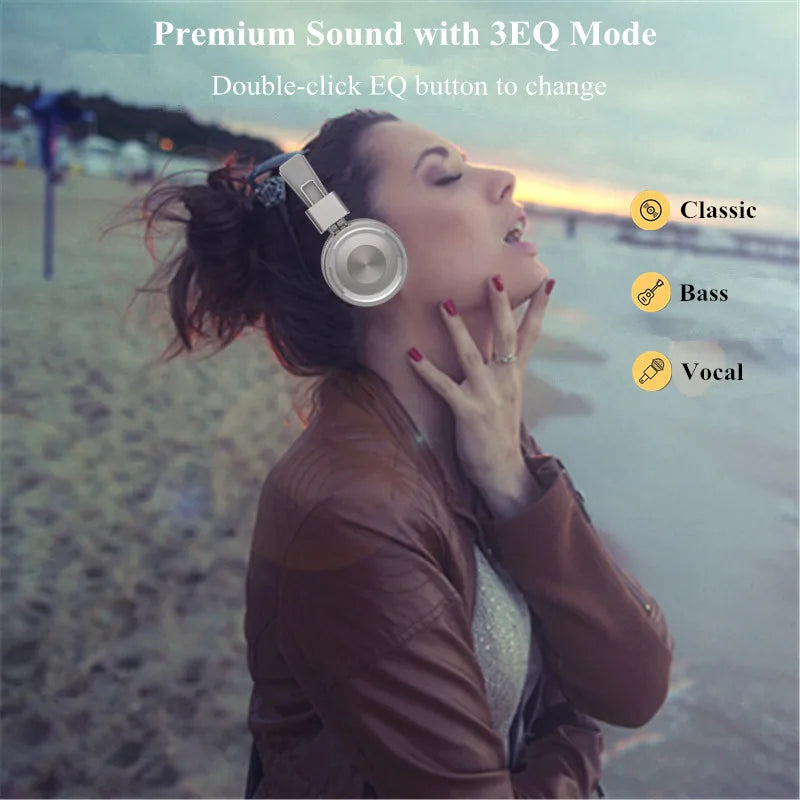 SODO 1002 Wireless Headphone Bluetooth-compatible 5.0 Stereo Headset Wired Wireless Headphones Foldable  with Mic Support TF/FM