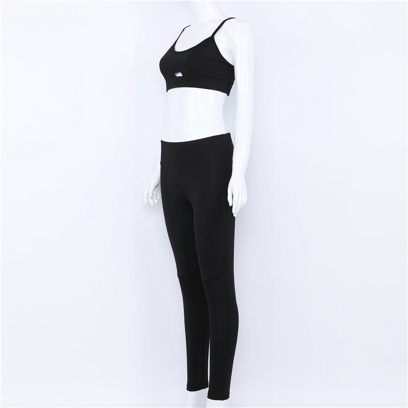 Yoga Set New Pink Solid Crop Top+Long Pant Athleisure Women Suit Gym Sports Bra+Legging Two Piece Set Sportswear